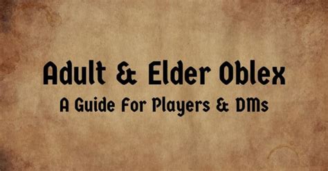 Adult // Elder Oblex 5e: Stats & Guide For Players and。